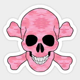 Pink Camouflage Skull And Crossbones Sticker